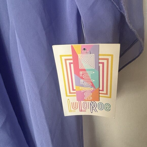 LuLaRoe NWT Monroe Sm Kimono Solid Lavender W/Salmon Friend Women Sheer Cover Up - Picture 5 of 12